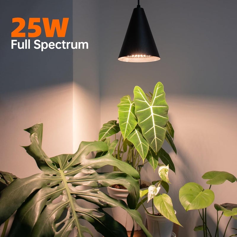 Bstrip Hanging Grow Lights, Full Spectrum Hanging Plant Lights for Indoor Plants, 25W Black Grow Light Bulbs with 16.4FT Power Cord, 3000K Grow Light for Indoor Plant with Timer for Garden, Flowers - Image 3